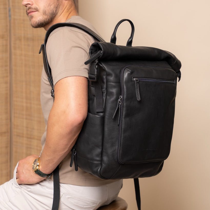 Remo Full-Grain Leather Roll-top Backpack da Donna