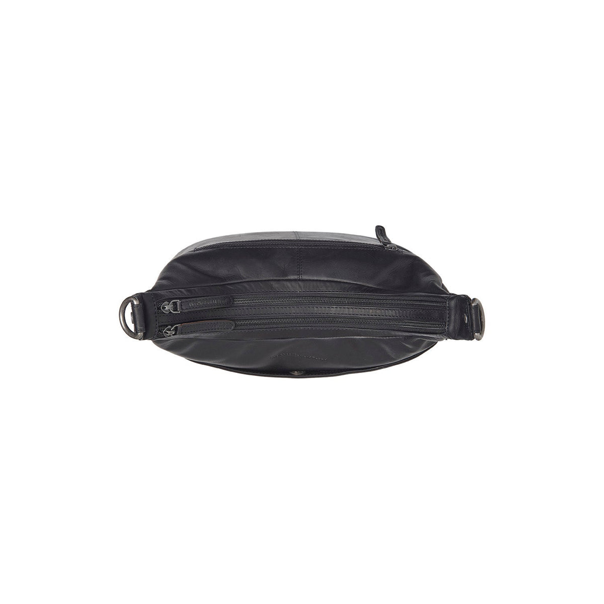 Solid Antique Brass Hardware &amp; Heavy-Duty Dual Zipper Detail on Olvia Full-Grain Leather Shoulder Bag da Donna