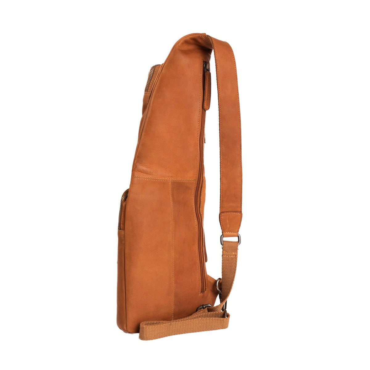 Cognac Leather Sling Bag Logan da Donna, detail view 1