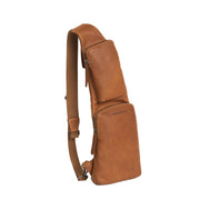 Cognac Leather Sling Bag Logan da Donna, front view