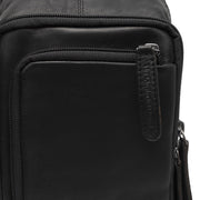 Solid Antique Brass Hardware &amp; Heavy-Duty Dual Zipper Detail on Leather Sling Bag Riga da Donna