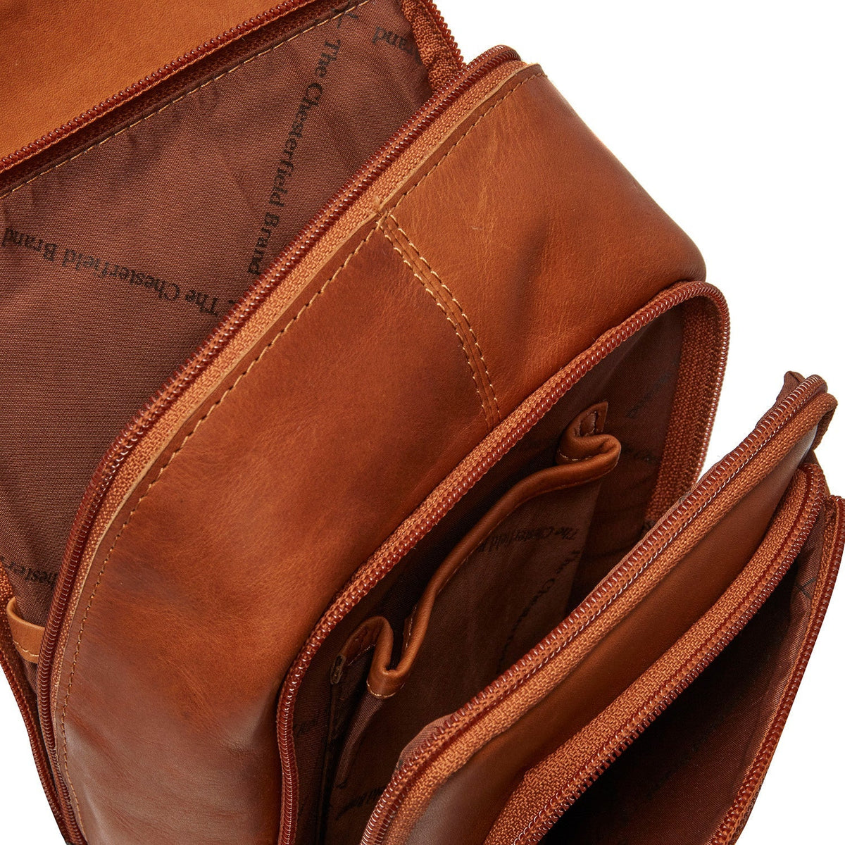 Cognac Leather Sling Bag Riga da Donna, detail view 1