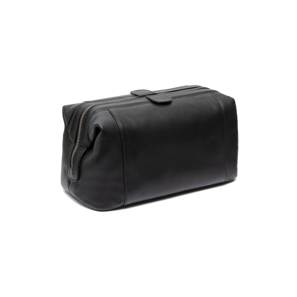 Tailored Rib Cuffs &amp; Hem Craftsmanship Construction Detail on Biassa Full-Grain Leather Toiletry Bag da Donna