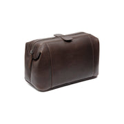 Styled Fit Perspective of Biassa Full-Grain Leather Toiletry Bag da Donna on Model - Natural Daylight Drape