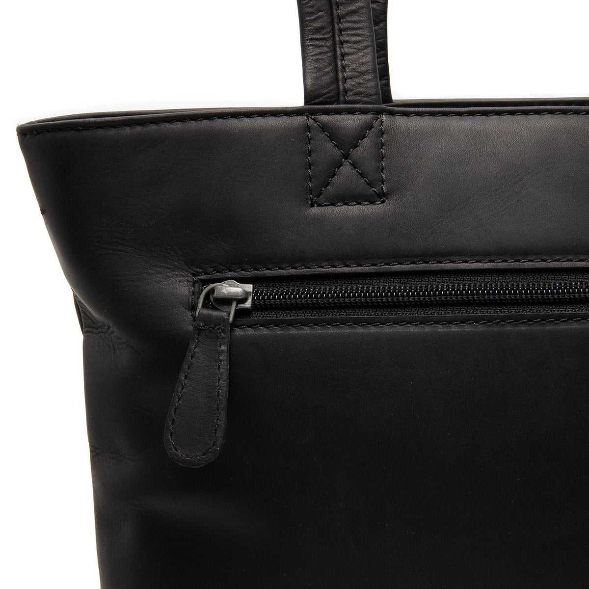 Alveron Pelle pieno fiore Borsa tote in pelle - Structured Side Profile Showing Gusset Depth &amp; Expansion Capacity