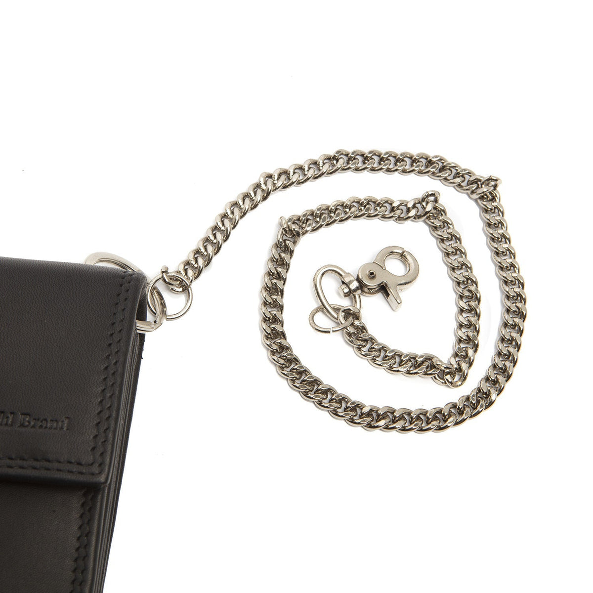 Solid Antique Brass Hardware &amp; Heavy-Duty Dual Zipper Detail on Elba Full-Grain Leather Waiter Wallet da Donna