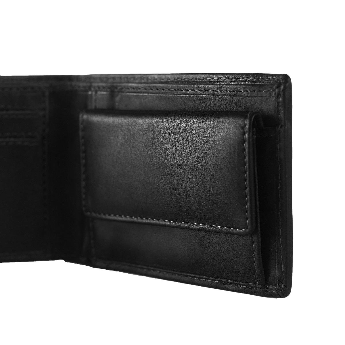Enzo Full-Grain Portafoglio in Pelle da Uomo - Structured Side Profile Showing Gusset Depth &amp; Expansion Capacity