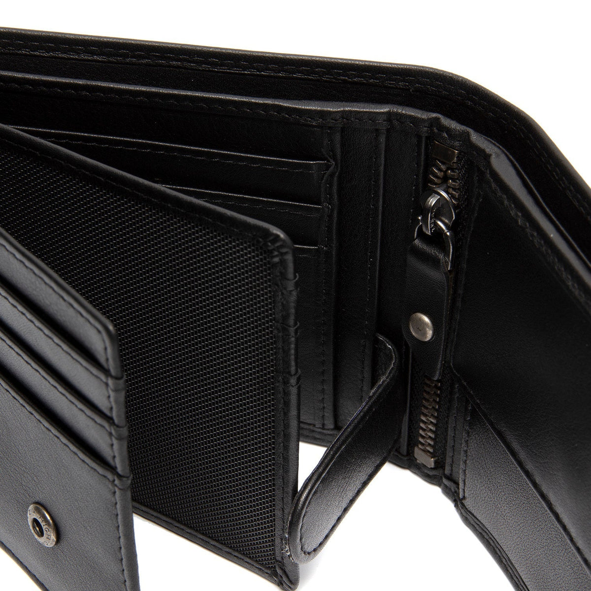 Hendrick Full-Grain Portafoglio in Pelle da Uomo - Structured Side Profile Showing Gusset Depth &amp; Expansion Capacity