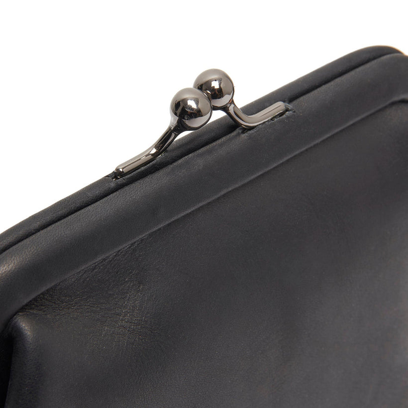 Nera Full-Grain Portafoglio in Pelle da Donna
