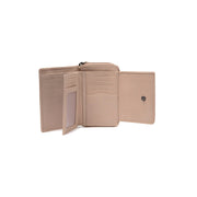 Solid Antique Brass Hardware &amp; Heavy-Duty Dual Zipper Detail on Orveta Full-Grain Portafoglio in Pelle da Donna