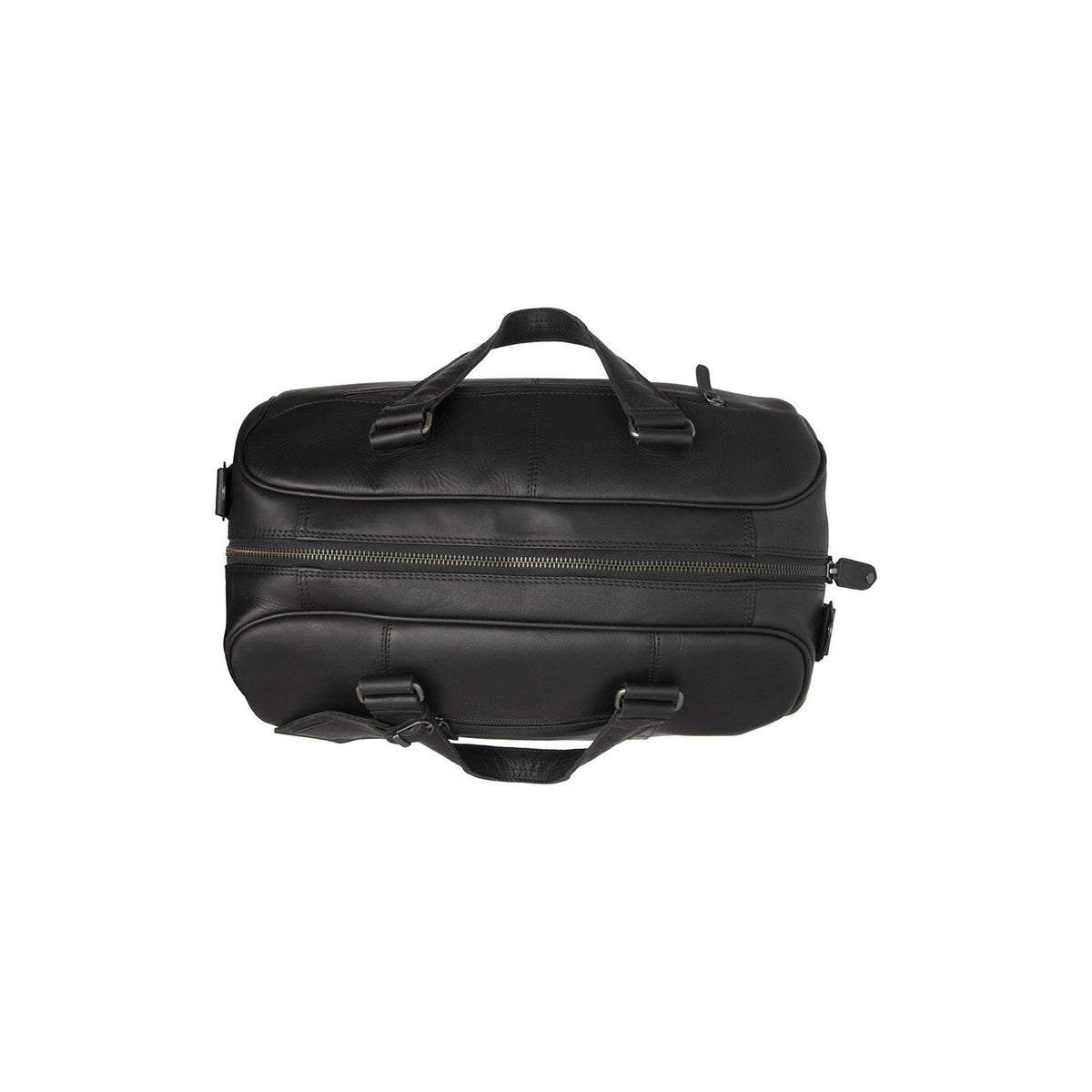 Solid Antique Brass Hardware &amp; Heavy-Duty Dual Zipper Detail on Volenza Full-Grain Leather Weekender Bag da Donna