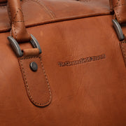 Cognac Leather Weekender Trolley Jayven da Donna, detail view 3
