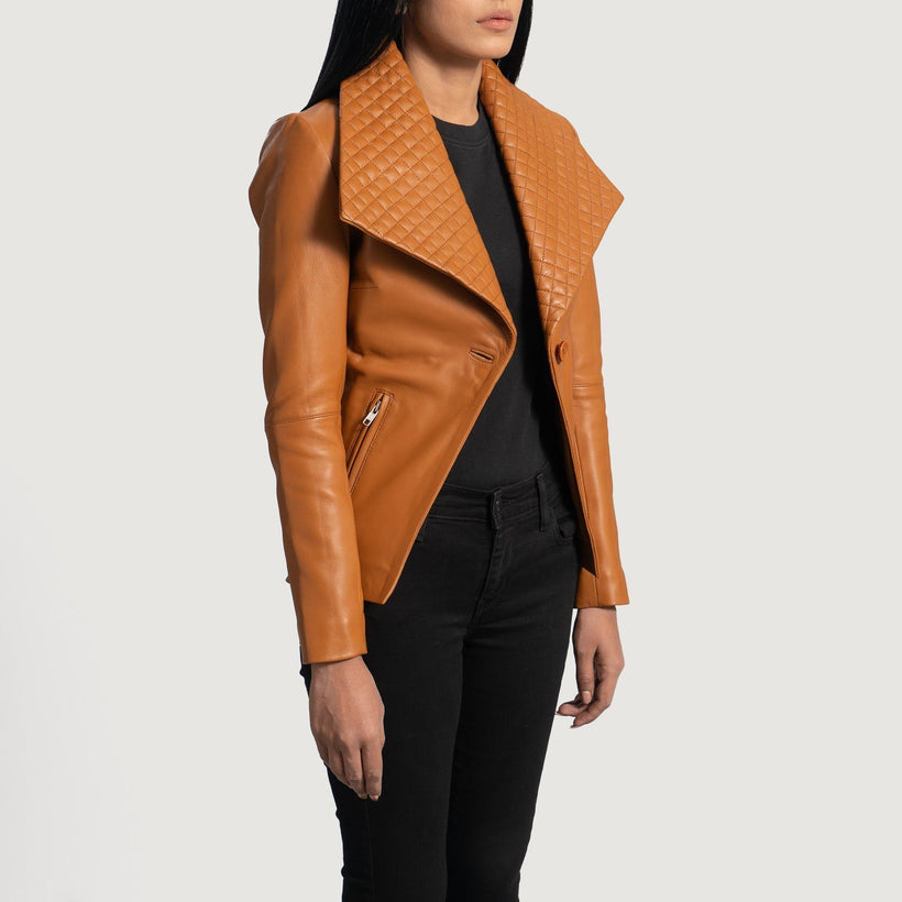 Lee Cuoio Marrone Blazer in Pelle in Pelle da Donna