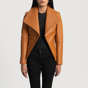 
Lee Cuoio Marrone Blazer in Pelle in Pelle da Donna - Vista laterale che mostra il taglio ergonomico delle maniche