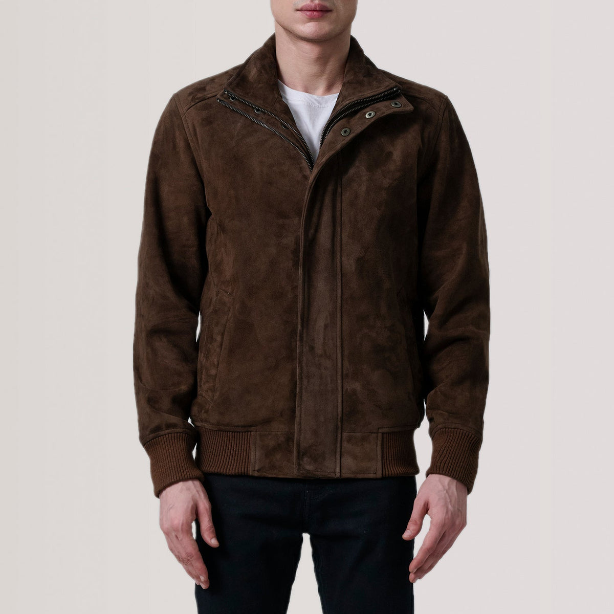 
Lester Marrone Suede Bomber in Pelle da Uomo – alternate product view 3