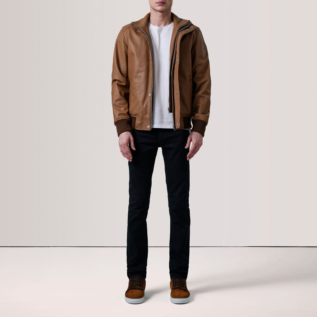 
Lester Marrone Suede Bomber in Pelle da Uomo – alternate product view 2