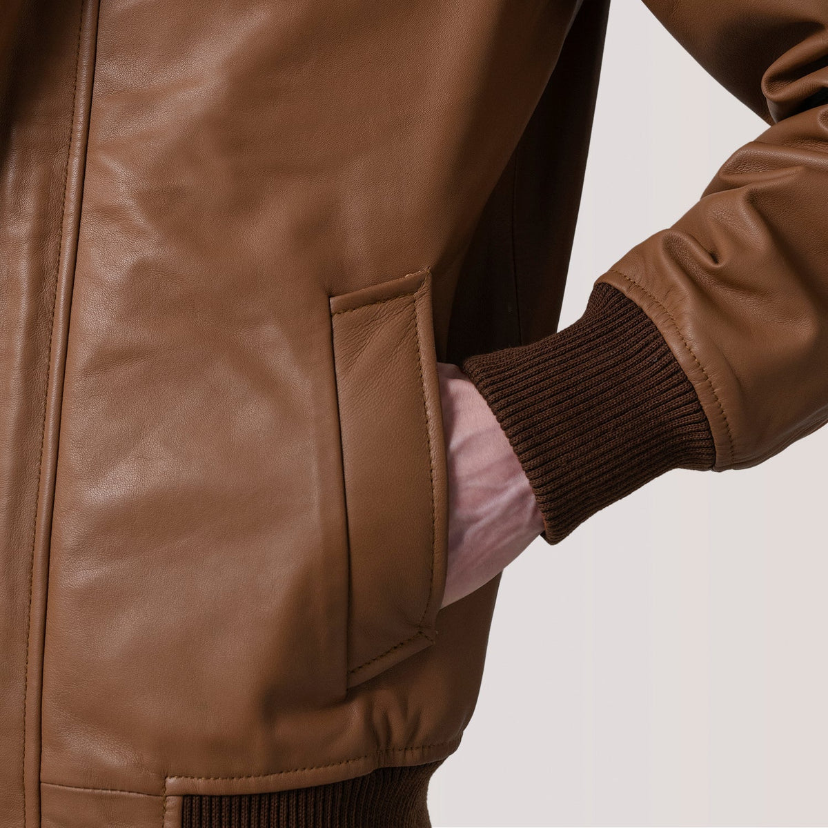 
Lester Marrone Suede Bomber in Pelle da Uomo – alternate product view 6
