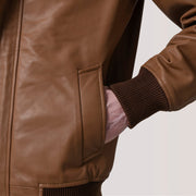 
Lester Marrone Suede Bomber in Pelle da Uomo – alternate product view 6