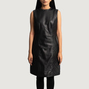 
Luxe Nero Leather Dress da Donna in Black Sheepskin Leather - Vista frontale e silhouette sartoriale | Acquista online
