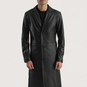 Dettaglio ravvicinato of Notch &amp; Button Hardware on Mateo Black Leather Single Breasted Coat