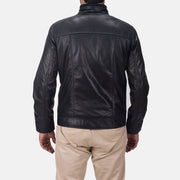 
Dettaglio ravvicinato of Band & Zipper Hardware on Maurice Nero Giacca in Pelle da Uomo