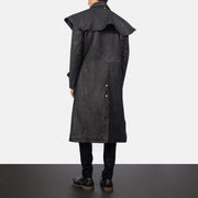 
Maverick Nero Leather Duster da Uomo - Vista laterale che mostra il taglio ergonomico delle maniche