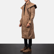 Distressed Brown Sheepskin Snuffed Suede Jacket - Vista posteriore Showing Tailored Shoulder Fit &amp; Clean Hemline