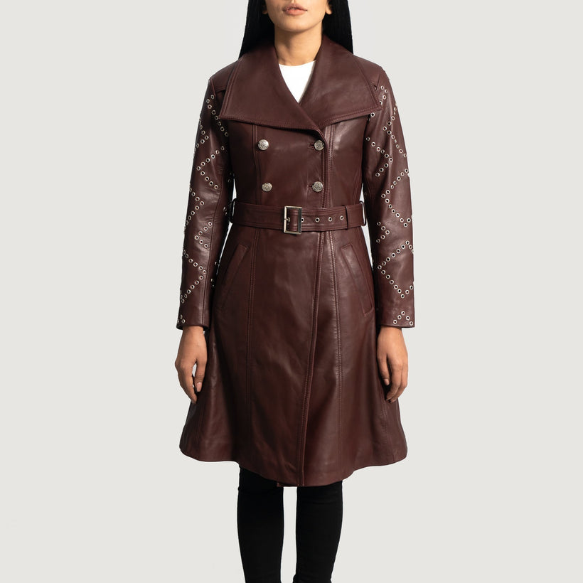 Missoni Bordeaux Trench in Pelle da Donna