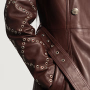 
Dettaglio ravvicinato of Notch & Button & Waist belt Hardware on Missoni Marrone Rossiccio Trench in Pelle da Donna