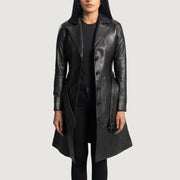 
Moonlight Nero Trench in Pelle da Donna in Black Sheepskin Leather - Vista frontale e silhouette sartoriale | Acquista online