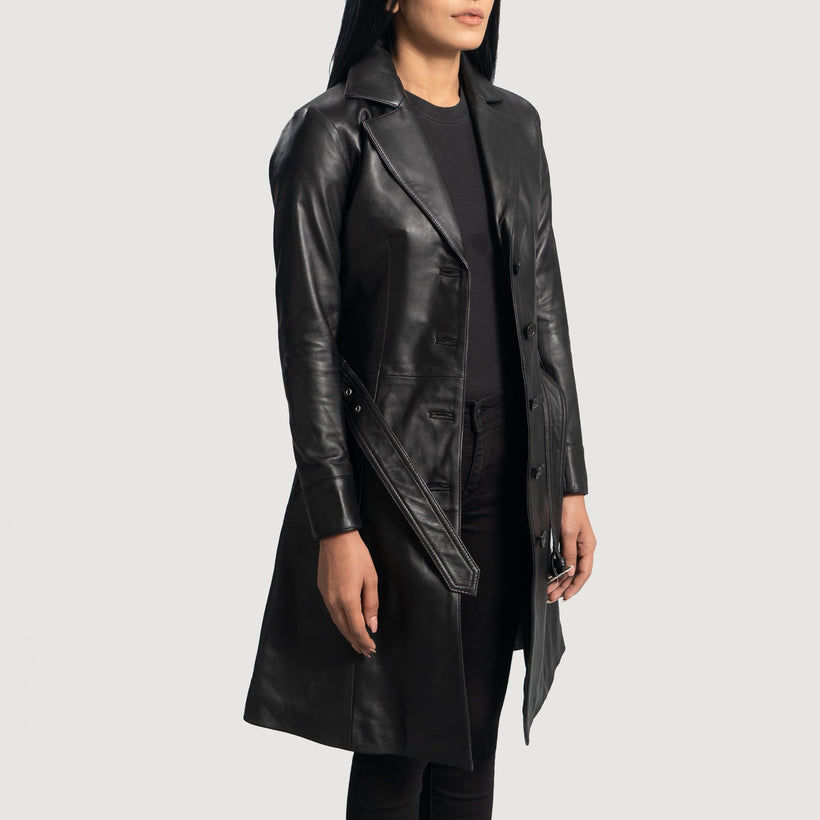 Moonlight Nero Trench in Pelle da Donna