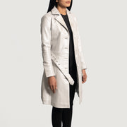 Women's Moonlight Silver Trench in Pelle da Donna - Lateral Side Profile View Showing Sleeve Cut &amp; Athletic Taper Fit