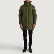 
Moore Verde Hooded Parka da Uomo - Vista laterale che mostra il taglio ergonomico delle maniche