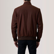 Dettaglio ravvicinato of Snap Button &amp; Zipper Hardware on Morrison Brown Canvas Bomber Jacket For Men