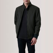 Morrison Olive Canvas Bomber Jacket For Men in Olive Waxed Cotton Canvas - Vista frontale e linea su misura | Acquista online