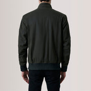 Dettaglio ravvicinato of Snap Button &amp; Zipper Hardware on Morrison Olive Canvas Bomber Jacket For Men