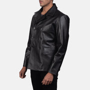 
Black Cowhide leather Blazer - Vista posteriore con spalle definite e orlo pulito