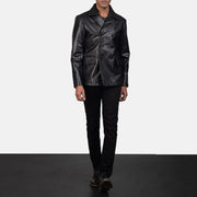 
Mr. Bailey Nero Leather Naval Peacoat da Uomo - Vista laterale che mostra il taglio ergonomico delle maniche