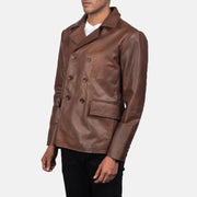 
Brown Cowhide leather Blazer - Vista posteriore con spalle definite e orlo pulito