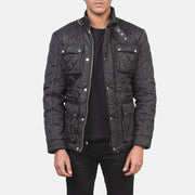 Men's Nelson Trapuntato Nero Windbreaker Giacca in Pelle da Uomo in Black Polyester - Vista frontale e linea su misura | Acquista online