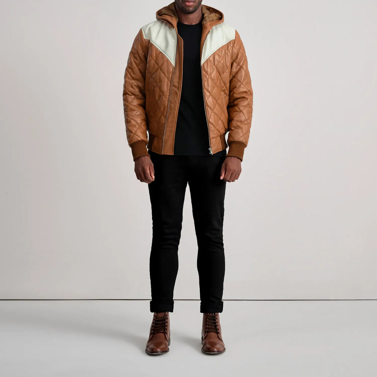 
Norman Giacca in Pelle Cuoio Puffer Giacca in Pelle da Uomo – alternate product view 3