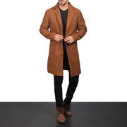 
Khaki Synthetic Wool Trench Coat - Vista posteriore con spalle definite e orlo pulito