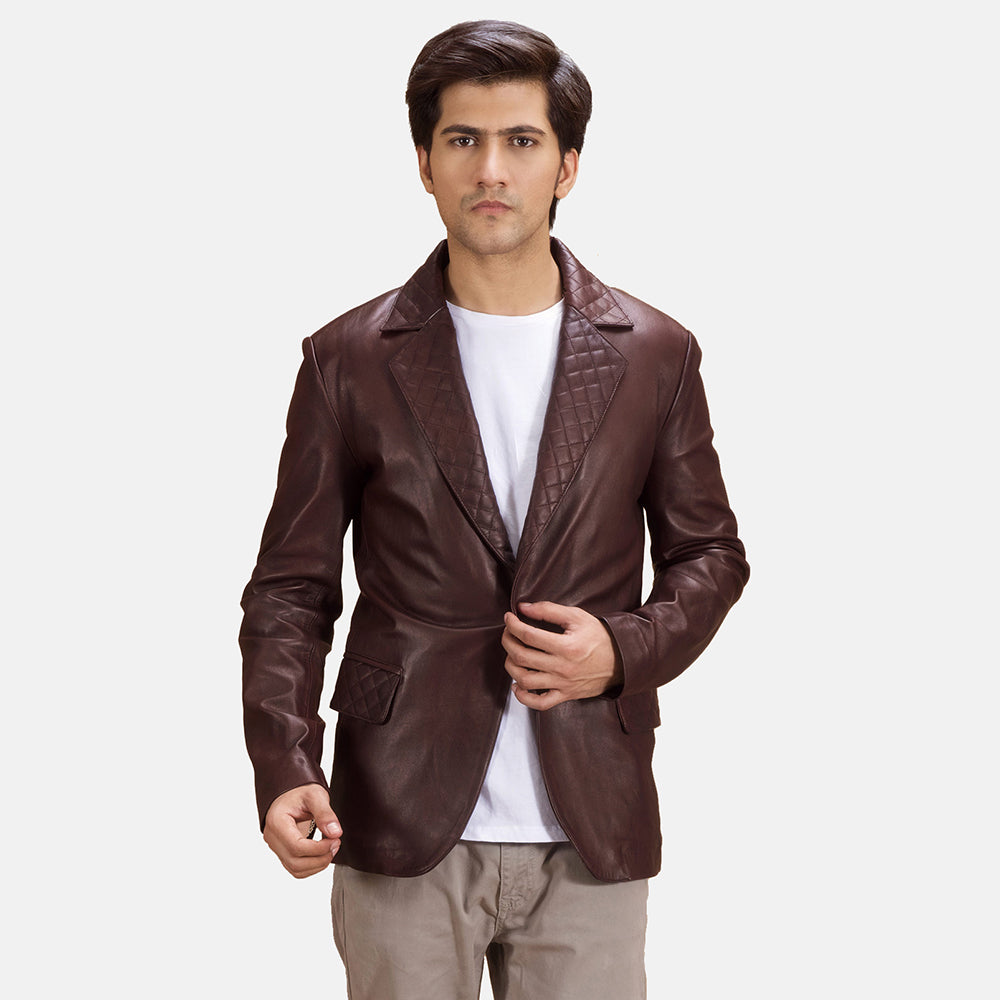 
Radaron Trapuntato Marrone Rossiccio Blazer in Pelle in Pelle da Uomo - Vista frontale e silhouette sartoriale | Acquista online