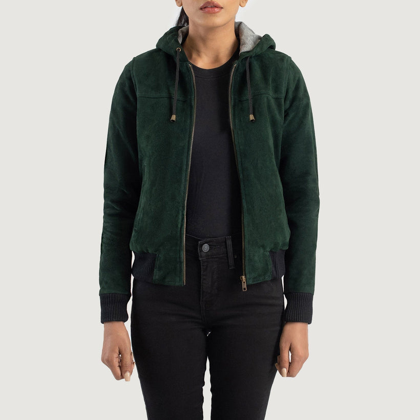 Rebella Hooded Bomber in Pelle da Donna