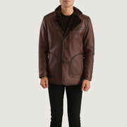 
Rocky Marrone Fur Cappotto in Pelle da Uomo in Distressed Brown Sheepskin Burnishing - Vista frontale e silhouette sartoriale | Acquista online
