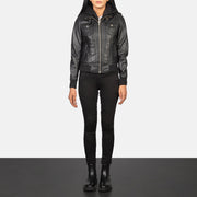
Roslyn Hooded Bomber in Pelle da Donna – alternate product view 3