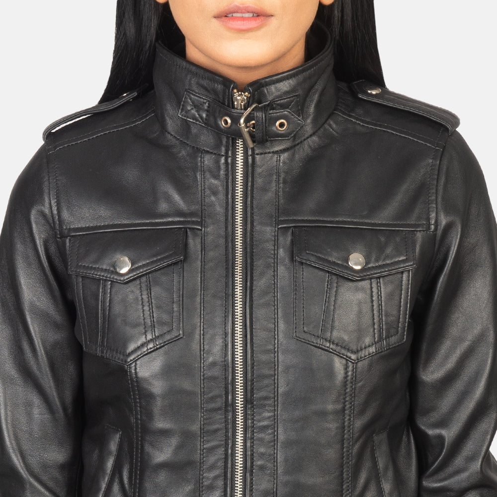 
Roslyn Hooded Bomber in Pelle da Donna – alternate product view 6