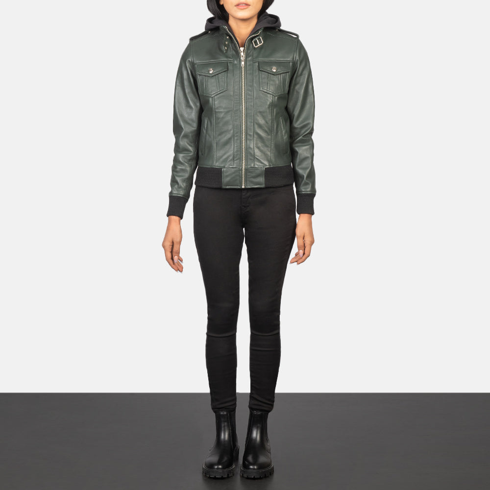 
Roslyn Hooded Bomber in Pelle da Donna – alternate product view 3