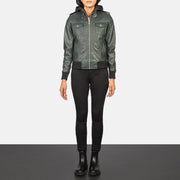 
Roslyn Hooded Bomber in Pelle da Donna – alternate product view 3