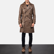 
Royson Marrone Leather Duster Cappotto in Pelle da Uomo in Mocha Brown Calfskin Leather - Vista frontale e silhouette sartoriale | Acquista online